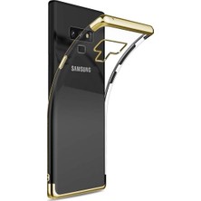 Tekno Grup Samsung Galaxy Note 9 Kılıf Dört Köşe Renkli Şeffaf Lazer Silikon - Gold + Tam Kaplayan 3D Cam Ekran Koruyucu