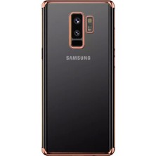 Tekno Grup Samsung Galaxy S9 Plus Kılıf Dört Köşe Renkli Şeffaf Lazer Silikon - Rose + Tam Kaplayan 3D Cam Ekran Koruyucu