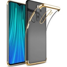 Tekno Grup Xiaomi Redmi Note 8 Pro Kılıf Dört Köşe Renkli Şeffaf Lazer Silikon - Gold + Cam Ekran Koruyucu