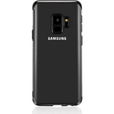 Tekno Grup Samsung Galaxy A6 2018 Kılıf Dört Köşe Renkli Şeffaf Lazer Silikon - Siyah + Nano Ekran Koruyucu