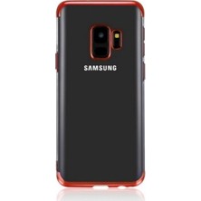 Tekno Grup Samsung Galaxy A6 2018 Kılıf Dört Köşe Renkli Şeffaf Lazer Silikon - Kırmızı + Nano Ekran Koruyucu