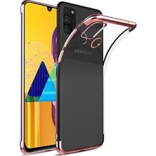 Tekno Grup Samsung Galaxy M30s Kılıf Dört Köşe Renkli Şeffaf Lazer Silikon - Rose + Nano Ekran Koruyucu