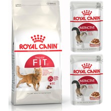 Royal Canin Adult Yetişkin Fit 32 Kedi Maması 2 kg + Royal Canin Yaş Parça Etli Kedi Maması 2 Adet