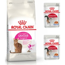 Royal Canin Adult Yetişkin Savour Exigent Iştah Açıcı Kedi Maması 2 kg + Royal Canin Yaş Jel Kedi Maması 2 Adet