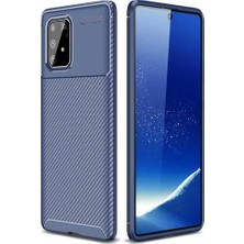 Coverzone Samsung Galaxy S10 Lite Kılıf Karbon Delüx Tpu Silikon Dlx + Nano Glass Lacivert