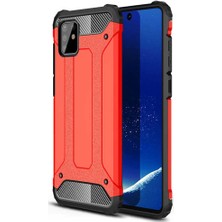 Coverzone Samsung Galaxy S10 Lite Kılıf Shockproof Slikon Zırh + Nano Glass Kırmızı