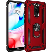 Tekno grup Xiaomi Redmi 8A Kılıf Çift Katmanlı Yüzüklü Manyetik Vega Kapak Kırmızı