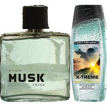 Avon Musk Fresh 75 Ml Erkek Edt+Avon Senses 250 Ml Duş Jeli