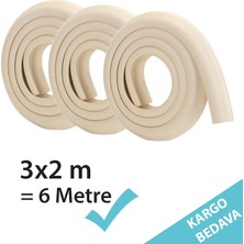 Evokids 3 Adet Kauçuk Kalın Kenar Koruyucu Krem (6 Metre)