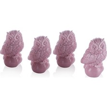 Porio 4lü Pembe Baykuşlu Biblo