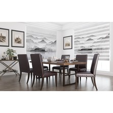 Asy Home Siyah-Beyaz Patika Dağ Manzaralı Dijital Baskılı Piliseli Zebra Perde