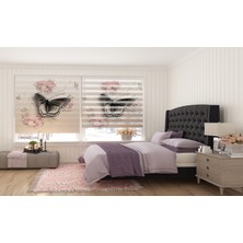 Asy Home Kelebek Dijital Baskılı Piliseli Zebra Perde