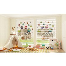 Asy Home Neşeli Fil Dijital Baskılı Piliseli Zebra Perde