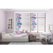 Asy Home Uçan Balon Dijital Baskılı Piliseli Zebra Perde