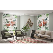 Asy Home Flamingolar Dijital Baskılı Piliseli Zebra Perde