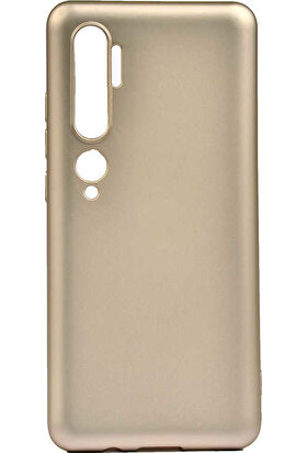 Tekno Grup Xiaomi Mi Note 10 Kılıf Mat Premium Silikon Kılıf + Tam Kaplayan 5D Cam Gold