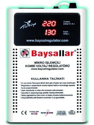 Baysallar Mikro İşlemcili Kombi Voltaj Regülatörü 500 Va Türkiye Üretimi Güçlü Koruma