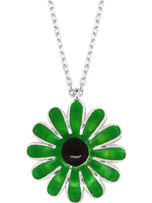 Altınsepeti Gümüş Yeşil Yapraklı Çiçek Kolye G817KL