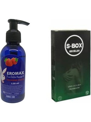 Eromax Çilek Aromalı Yenilebilir Masaj Yağı  Yağ + Uzun Geceler Prezervatif