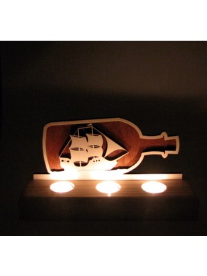 Didideko Ahşap Tealight Mumluk Yelkenli