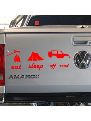 Freya Melek Pazarı - Eat, Sleep. Off Road Oto Sticker 40 X 14 cm Kırmızı