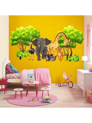 Kt Decoration Zürafa Fil Ceyla Rakun Çocuk Odası Sticker
