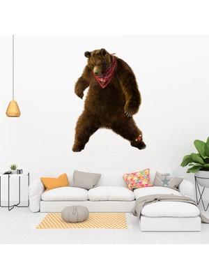 Kt Decoration Bear Attack-1 3D Render Özel Basım Real Duvar Sticker