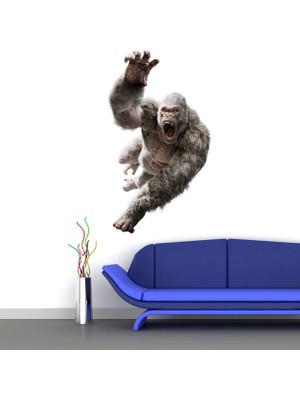 Kt Decoration Gorilla Attack 3D Render Özel Basım Duvar Sticker