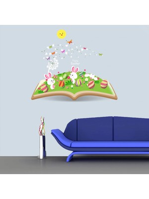 Kt Decoration Happy Easter Masal Kitabı Çocuk Odası Duvar Sticker