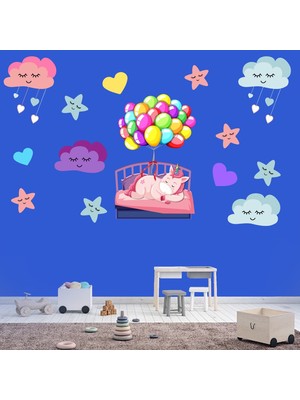 Kt Decoration Uyusunda Büyüsün Sevimli Unicorn Kız Çocuk Odası Sticker