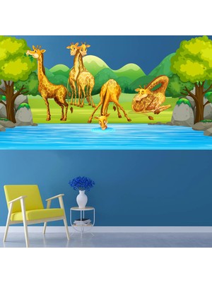 Kt Decoration Zürafalar Çocuk Odası Duvar Sticker