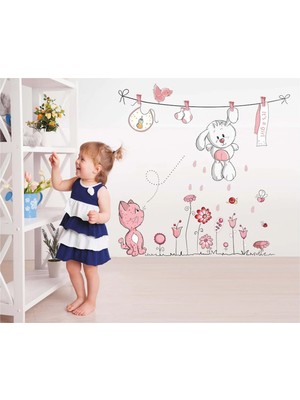 Kt Decoration Bebek Odası Dekorasyonu Çocuk Dekoru Pembe Duvar Sticker Sevimli