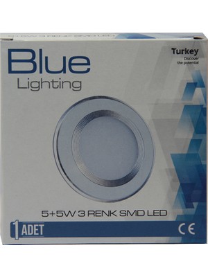 Blue Light  5+5W 3 Farklı Işık Renkli Smd Beyaz LED Spot