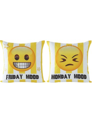 Taç Lisanslı Kırlent-Emoji Mood 40X40 Cm