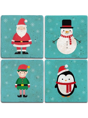 Oscar Stone Decor Yeni Yıl Bardak Altlığı 4'lü Set