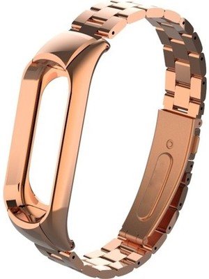 Case Street  Mi Band 4 Kılıf Metal Kordon Bronz