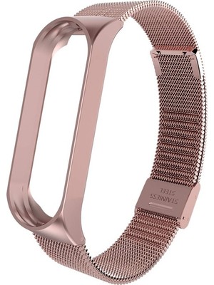Case Street  Mi Band 4 Kılıf Hasır Metal Kordon Bronz
