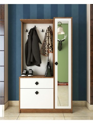 Tocco 1029 Hazal Lüx Vestiyer Ayakkabılıklı Portmanto Takımı-BEYAZ MEŞE