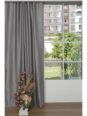 Caserta Home 1/2,5 Orta Pileli Blackout Karartma Güneşlik Perde V15 Gri - 100 x 160 cm