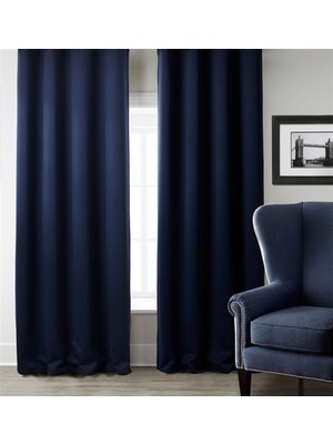 Caserta Home 1/3 Sık Pileli Blackout Karartma Güneşlik Perde V23 Lacivert - 100 x 210 cm