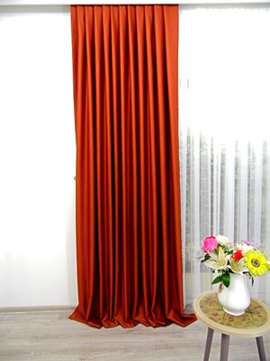 Caserta Home 1/3 Sık Pileli Blackout Karartma Güneşlik Perde V31 Kiremit - 100 x 240 cm