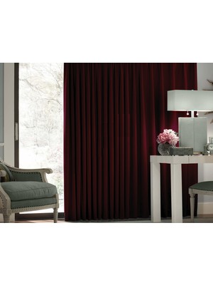 Caserta Home 1/3 Sık Pileli Blackout Karartma Güneşlik Perde V32 Bordo - 100 x 240 cm