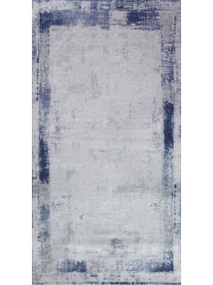 Balat Halı Çökme Efektli Mavi Oturma Odası Halısı-80x150 cm