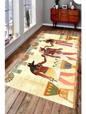 Resmiro Kaymaz Taban Yıkanabilir Antik Sanat Desenli Dijital Baskılı Halı RSP1490