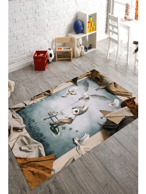 Resmiro Kaymaz Taban Yıkanabilir Soğuk Çizim Kumaş Çerçeve Dijital Baskılı Halı