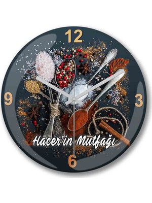 Baskı Dükkanı Kişiye Özel Bombeli Gerçek Cam Mutfak Duvar Saati