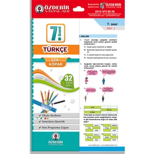 Özde Bir Yayınları 7.Sınıf Türkçe Çek Kopar Yaprak Test