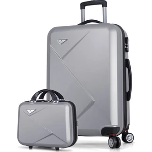 My Valice Diamond Abs 2'Li Valiz Seti  Makyaj + Orta Boy  Gri