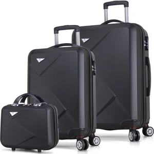 My Valice Diamond Abs 3'Lü Valiz Seti Makyaj + Kabin + Orta Boy Siyah