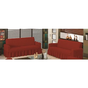 Evory Home Bürümcük Çekyat Örtüsü (3+3) -Bordo